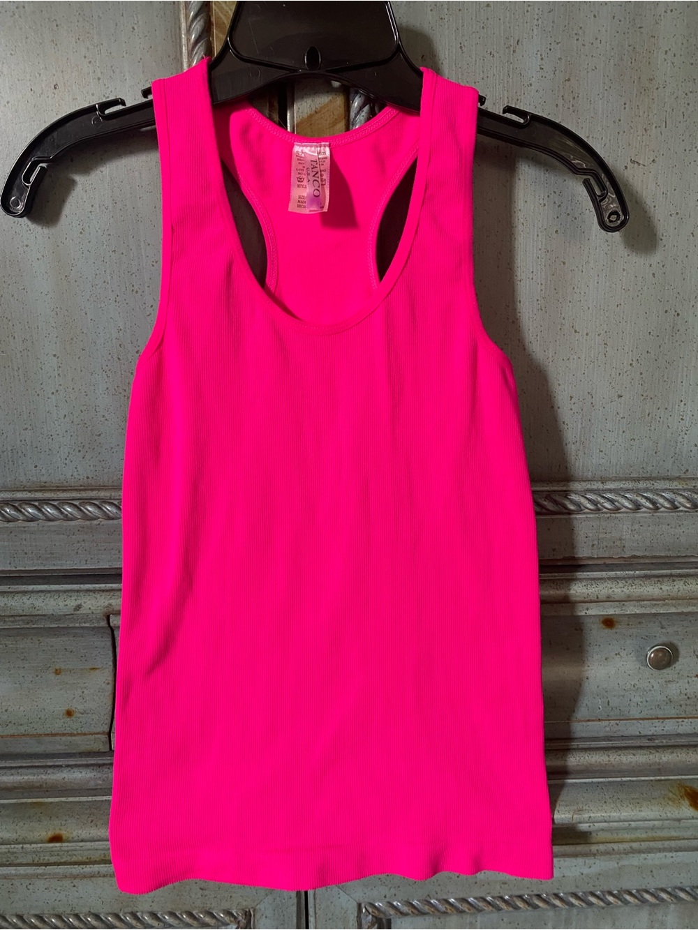Bright Hot Pink Ribbed Racerback Tank Top by Tanco